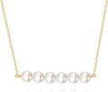wholesale 14K Gold Freshwater Pearl Bar Chain Necklace 6mm White Pearls Minimalist Jewelry for Women Girls Gift Boxed-0-6