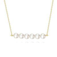 wholesale 14k Gold Bar Necklace Wholesale With Six Pearls-6 White