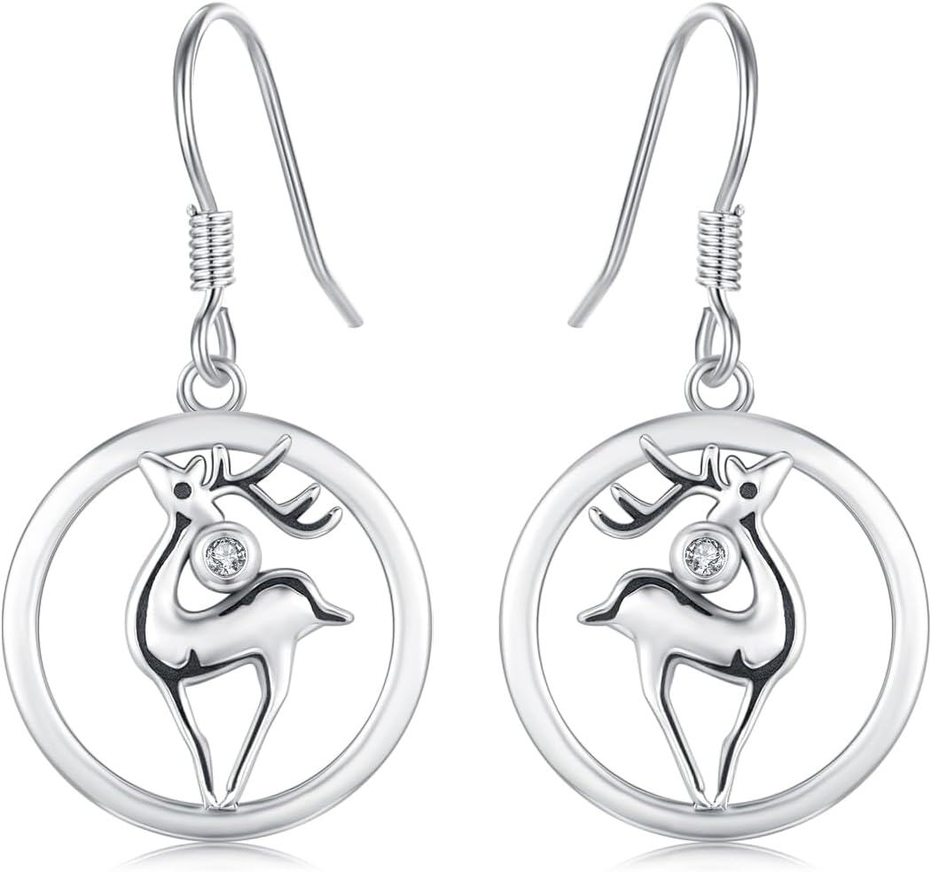  Sterling Silver Snowman Deer Santa Claus Santa Hat Dangle Earrings Christmas Jewelry Gifts -0-1