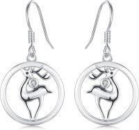 wholesale 925 Sterling Silver Reindeer Drop Earrings for Women Girls Holiday Xmas Gift-Deer