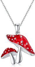wholesale 925 Sterling Silver Red Enamel Mushroom Snail Pendant Necklace for Women-0-0