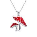 wholesale 925 Sterling Silver Mushroom Pendant Necklace Wholesale Red And White Spotted Design-0-0