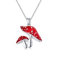 wholesale 925 Sterling Silver Mushroom Pendant Necklace Wholesale Red And White Spotted Design-Chain,Elegant