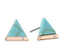 wholesale 925 Sterling Silver Triangle Turquoise & Rose Gold Cubic Zirconia Studs for Women (1 ct)-Rose Gold