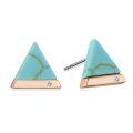 wholesale 925 Sterling Silver Rose Gold Plated Turquoise Triangle Cz Stud Earrings-0-0