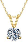 wholesale 14K Gold Moissanite Necklace 0 5 2Ct D VVS1 Brilliant Cut Solitaire Pendant-0-0