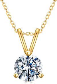 wholesale 14K Gold Moissanite Necklace 0 5 2Ct D VVS1 Brilliant Cut Solitaire Pendant-Yellow Gold 0.5 carats