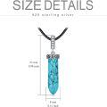 wholesale 925 Sterling Silver Amber Quartz Crystal Pendant on Black Leather Cord 16in-0-13