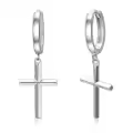 TOUPOP Sterling Silver Black Onyx Dangle Earrings For Men Cross Star Hoop Punk Gift-0-0