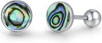 wholesale 925 Sterling Silver Abalone Shell Round Stud Earrings for Women - Hypoallergenic Twist-Back Design (5mm)-Abalone Shell