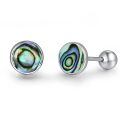 wholesale 925 Sterling Silver Abalone Shell Round Stud Earrings for Women - Hypoallergenic Twist-Back Design (5mm)-0-0
