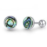 wholesale 925 Sterling Silver Abalone Shell Round Stud Earrings for Women - Hypoallergenic Twist-Back Design (5mm)-Abalone Shell