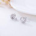 wholesale White Gold Plated 925 Sterling Silver Moissanite 2ct D Color Brilliant Round Cut Halo Stud Earrings-0-3