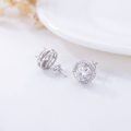 wholesale 925 Sterling Silver Elegant Round Zircon Halo Stud Earrings Set-0-3