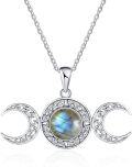 wholesale 925 Sterling Silver & Labradorite Triple Moon Goddess Necklace for Women-0-0