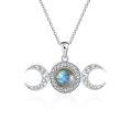 wholesale 925 Sterling Silver Triple Moon Pendant With Labradorite-0-0