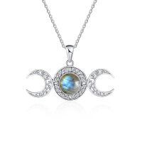 wholesale 925 Sterling Silver Triple Moon Pendant With Labradorite-Labradorite
