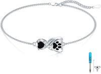wholesale Sterling Silver Paw Print Urn Bracelet for Pet Ashes Memorial Jewelry-A-Paw Print Urn Bracelet-Black Onyx