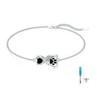 wholesale 925 Sterling Silver Infinity Paw Print Cremation Memorial Urn Bracelet Wholesale With Screwdriver Tools-A-Paw Print Urn Bracelet-Black Onyx
