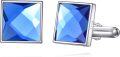 wholesale 925 Sterling Silver Blue Crystal Square Celtic Cross Cufflinks-0-0
