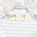 wholesale 14k Gold Cute Smiling Cat Face Stud Earrings For Women Girls-0-2