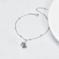 wholesale 925 Sterling Silver Fairy Moon Charm Anklet with Beads and Flower Design for Women-0-1