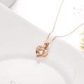 wholesale 18K Gold Rose Quartz Double Love Heart Pendant Necklace for Women-0-2