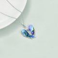 wholesale 925 Sterling Silver Abalone Shell Angel Wing Pendant Necklace with Cubic Zirconia Center Stone-0-2