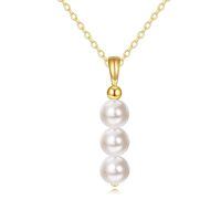 wholesale 14K Gold Freshwater Pearl Drop Pendant Necklace for Women-05-3 Pearl (6MM) Necklace