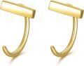 wholesale Gold 14k Minimalist Bar Huggies Ear Cuffs - Hypoallergenic Jewelry for Women & Teenage Girls-0-0