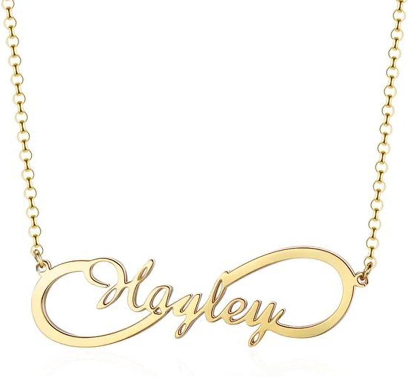 18K Gold Infinity Name Necklace for Women Fine Jewelry Gift-0-1