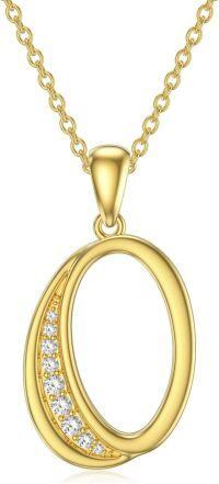 wholesale 14K Gold Moissanite A Z Initial Necklace for Women 16+2 -O