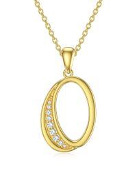 wholesale 14k Yellow Gold Lab Diamond Initial Letter Necklace Wholesale With Chain-O