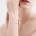 wholesale 925 Sterling Silver Round White Opal Cz Halo Chain Bracelet-0-1