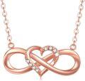 wholesale 14K Rose Gold Diamond Heart Infinity Pendant Necklace for Women 18 inch-0-0