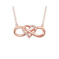 wholesale 14k Gold Infinity Heart Necklace-Rose Gold