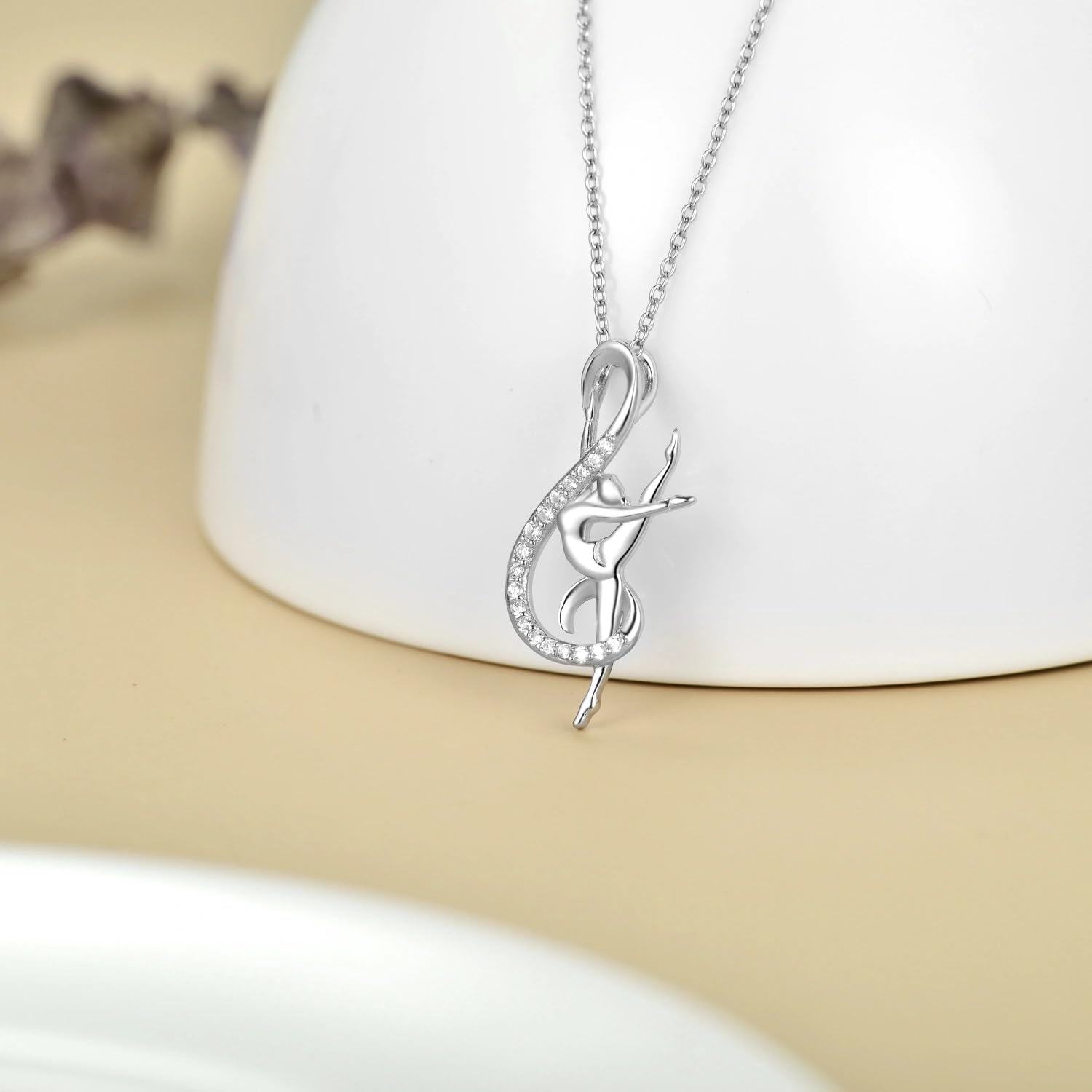wholesale 925 Sterling Silver Dancing Ballerina with Swarovski Crystals Heart Cross Pendant Necklace for Women-0-3