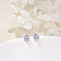 wholesale  Sterling Silver Cubic Zirconia Crystal Birthstone Stud Earrings, March Light Blue-0-2
