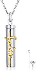 wholesale 925 Sterling Silver Cross Cylinder Cremation Urn Pendant with Chain and Funnel Set - Memorial Keepsake Jewelry for Ashes-0-0
