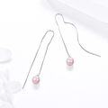wholesale Sterling Silver Nature Stone Ball Threader Drop Earrings-0-21