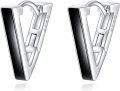 wholesale 925 Sterling Silver Black Triangle Hoop Earrings for Men & Women - Mother's Day Gift Idea-0-0