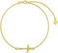 wholesale 14K Gold Sideways Cross Charm Bracelet with Diamond Accent - Religious Gifts for Her (Yellow)-0-0