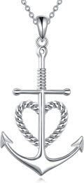 wholesale 925 Sterling Silver Anchor Necklace with Heart Cross Pendant Faith Hope Charity Jewelry for Women Men Birthday Gifts-0-0