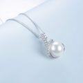 wholesale 925 Sterling Silver Cubic Zirconia Accent Freshwater Cultured Pearl Pendant Necklace for Women-0-3