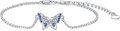 wholesale 925 Sterling Silver Blue Crystal Butterfly Charm Anklet for Women-0-0