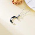 wholesale 925 Sterling Silver Crescent Moon Black Enamel Necklace Pendant-0-3