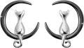 wholesale 925 Sterling Silver Cat and Crescent Moon Stud Earrings for Women-0-18