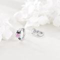 wholesale 925 Sterling Silver Raccoon with Pink CZ Heart Studs - Adorable Animal  for Her-0-4