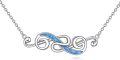 wholesale 925 Sterling Silver Blue Fire Opal Infinity Pendant Necklaces for Women Gifts Jewelry-0-0