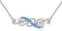 wholesale 925 Sterling Silver Blue Fire Opal Infinity Pendant Necklaces for Women Gifts Jewelry-Infinity Musical Note